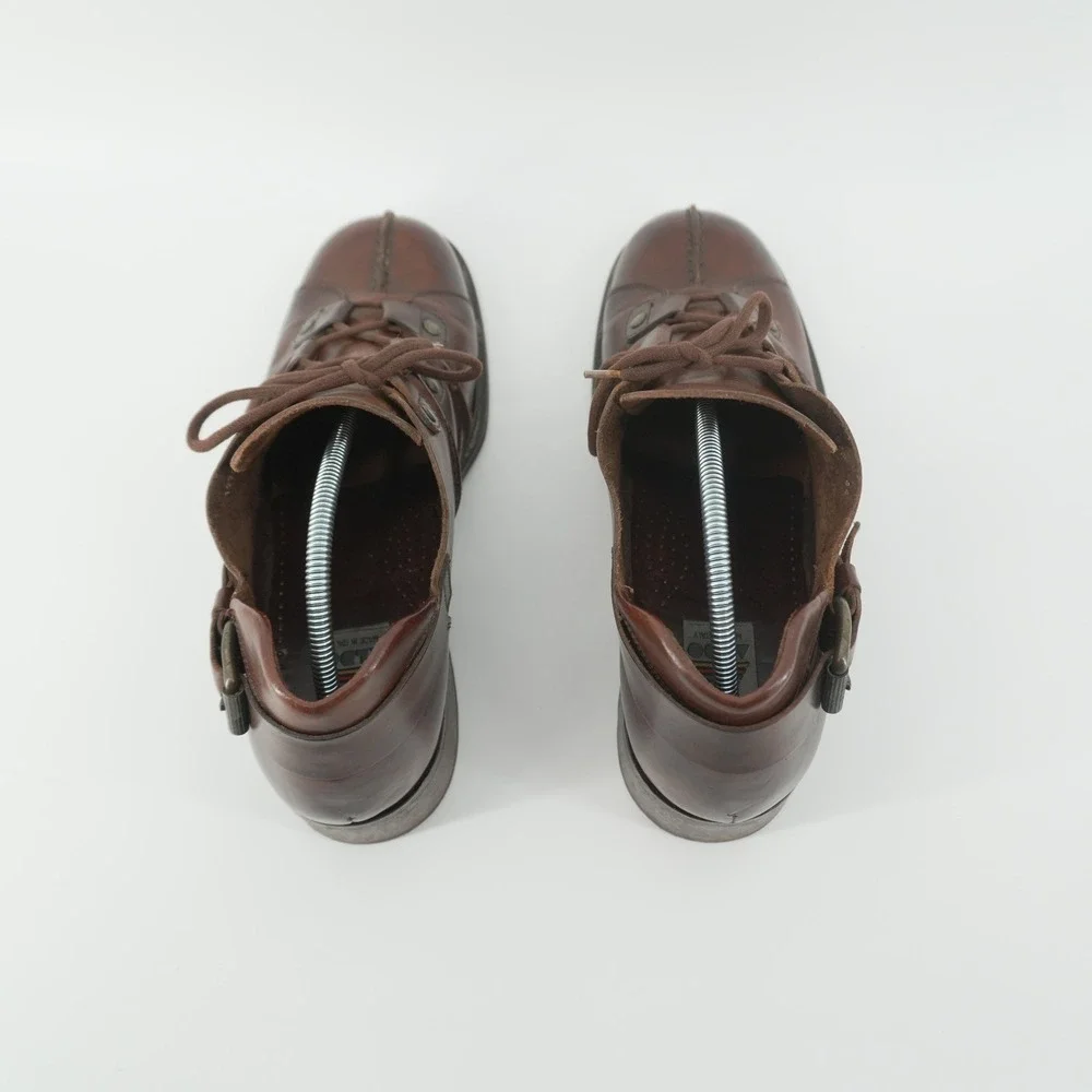 Aldo Leather Oxford Shoes Mens 44 Brown Made in Italy Studded Buckle Vintage